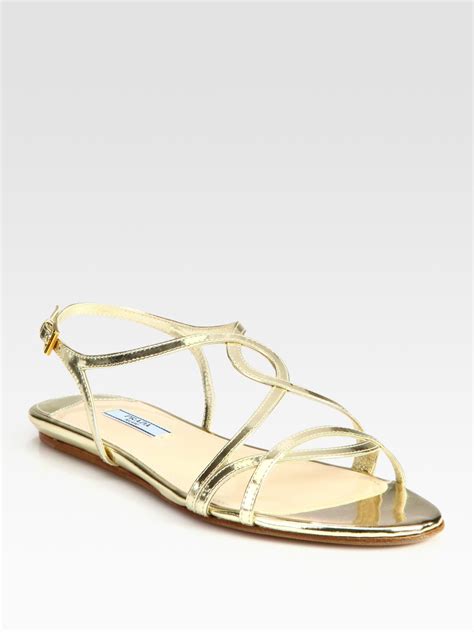 prada flat shoes gold